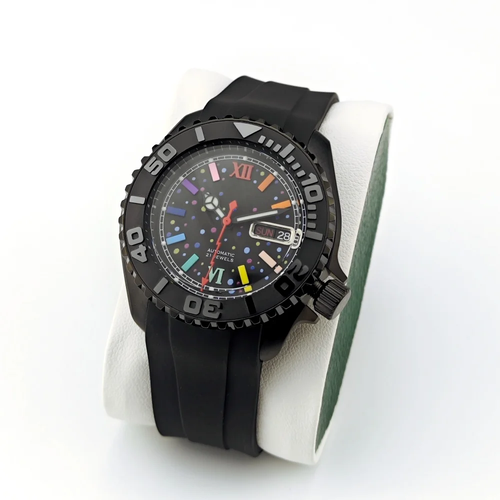 Механические часы NH35 модификация бревен с зеленым свечением точность 316 сталь