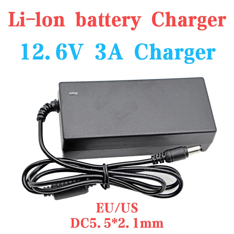 Совершенно новое зарядное устройство для литий-ионных аккумуляторов 12.6V 1A 3A DC 5.5*2.1mm 18650 12V полимерный ионный адаптер питания.