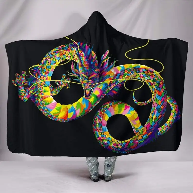 

Hooded Blanket, Chinese Dragon, Lord of the Rings, Multi Coloured Neon, Fantasy Mystical, Game of Thrones, Dragon Movies, Colorf
