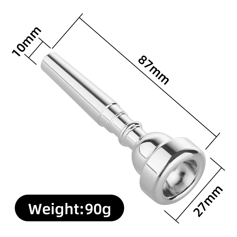 Фото B-Flat Trumpet Instrument Универсальный мундштук 5C7C, экономичный студенческий мундштук для начинающих, медный посеребренный латунный инструмент, аксессуары №3