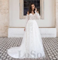 elegant wedding dress lace puff sleeve exquisite appliques bow lace up princess glitter gown vestido de novia 2022 bride