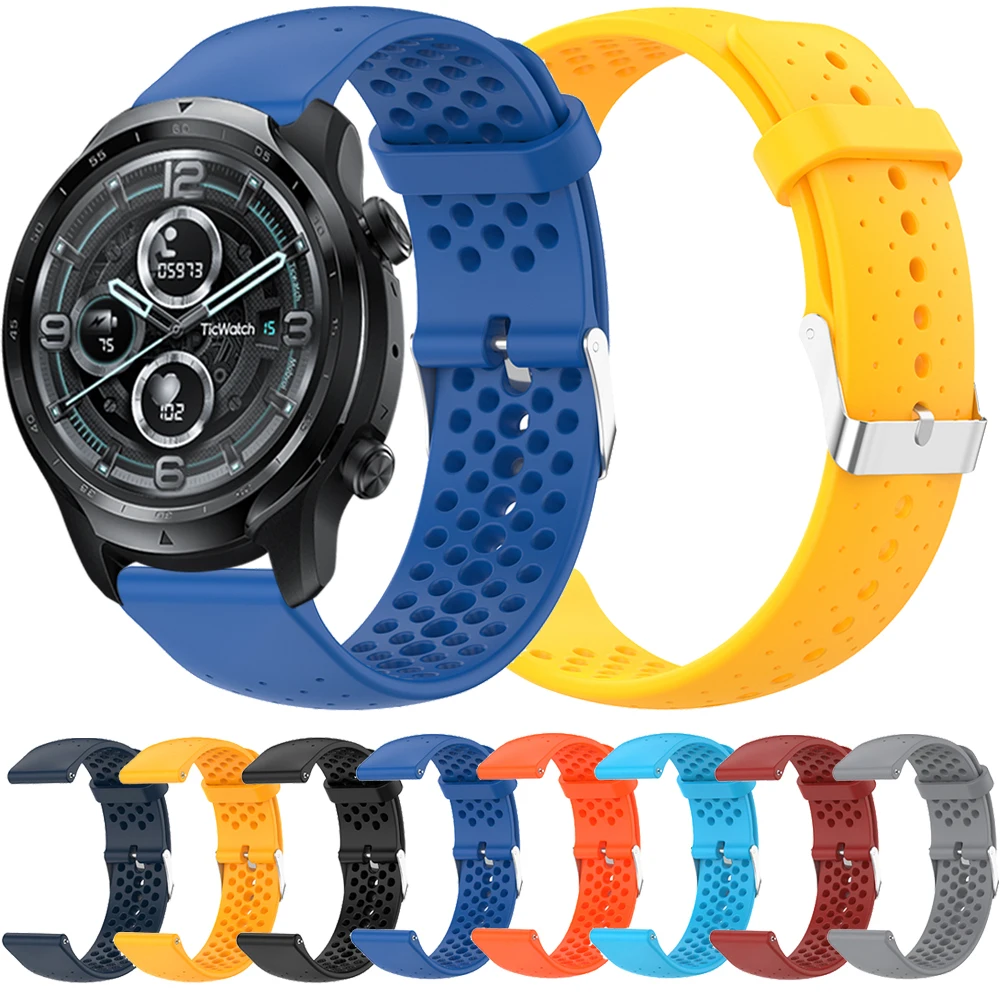 Silicone Strap For TicWatch Band Pro 3 Ultra GPS /GTX/S2/E2/E3/GTH Sport Watchbands Replace Bracelet 20mm 22mm wrist Accessorie