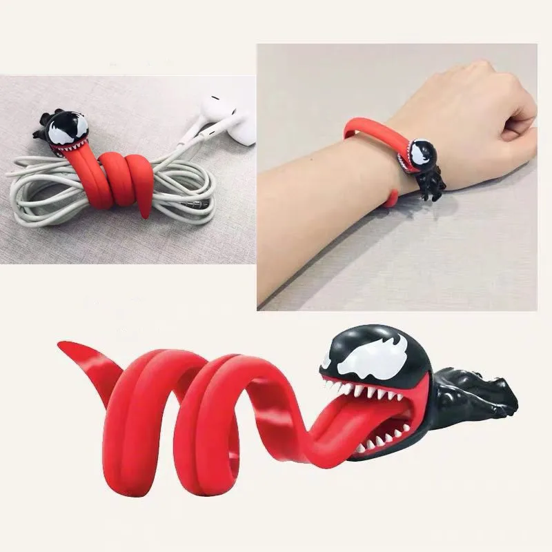

Venom Wire Data Line Holder Action Figure Toys Cable USB Protector kids gift Car Motorcycle Accessories Cable Car Toy Decoration