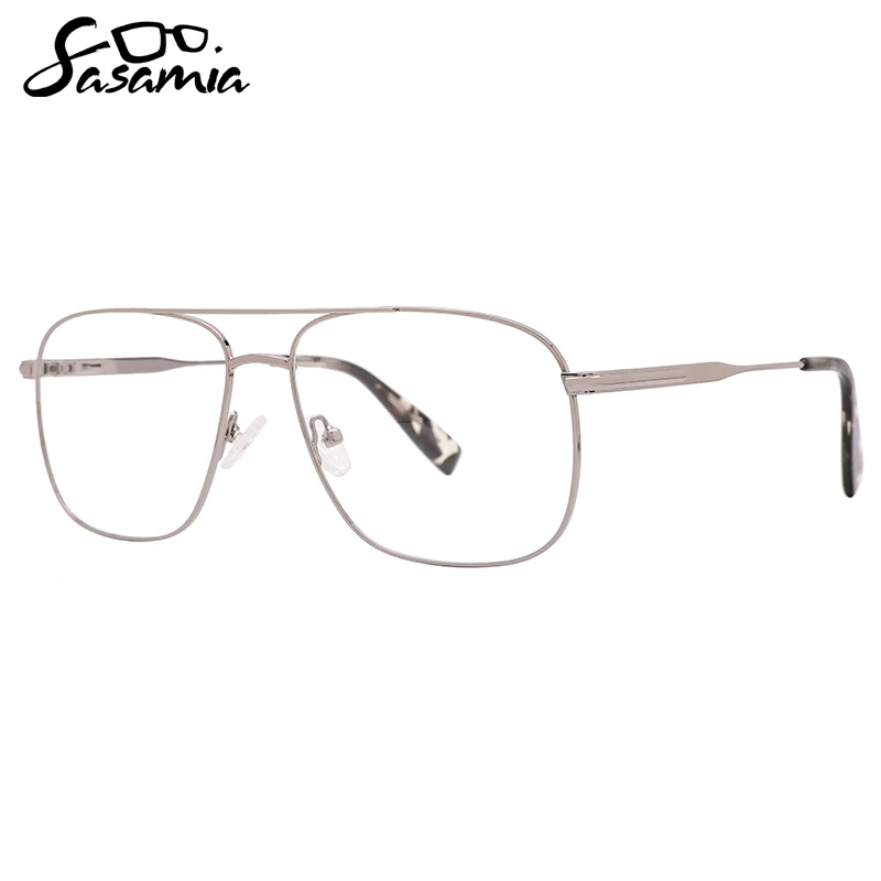 

SASAMIA Male Eyeglasses Oversized Square Double Bridge Metal Frames Prescription Man Glasses Ultralight Optical Glasses MM1031