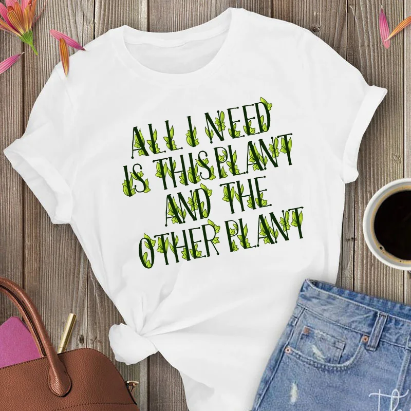 

Все, что мне нужно, это эта растительная и другая растительная буква, женская футболка, модные женские топы, одежда, графическая женская футб...