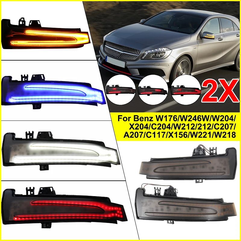 

2PCS Dynamic LED Side Wing Mirrors Indicator Flowing Turn Signal Light Blinker Startup Breath Light for Mercedes Benz W212 W204