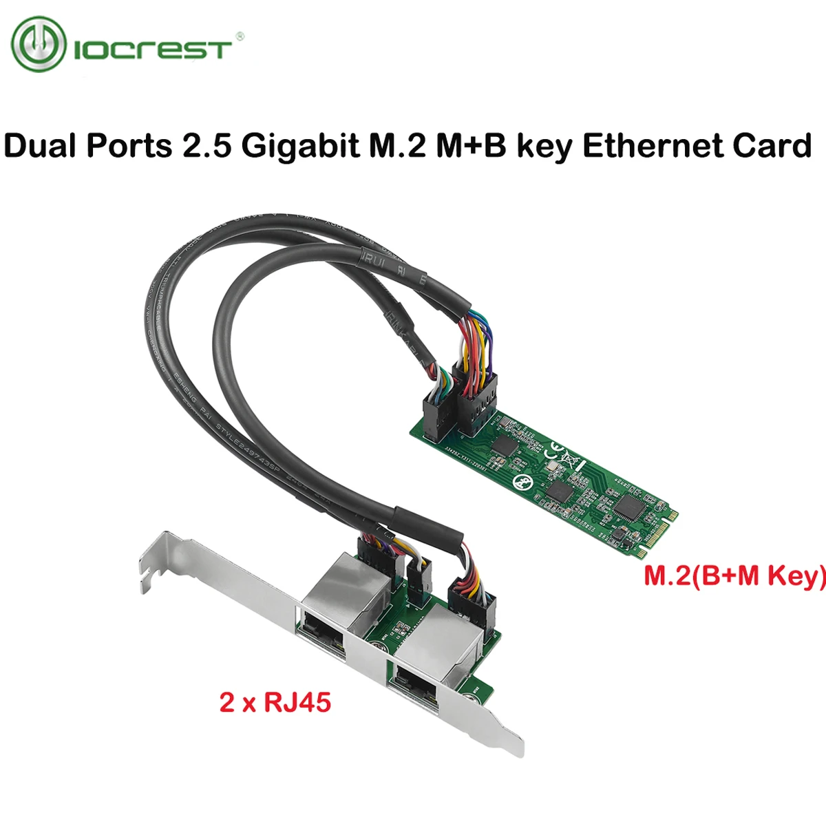 Сетевая карта IOCREST M.2 для двухпортового 2 5G Ethernet NIC 22*80 мм размер B ключ и M 2500 Мбит/с