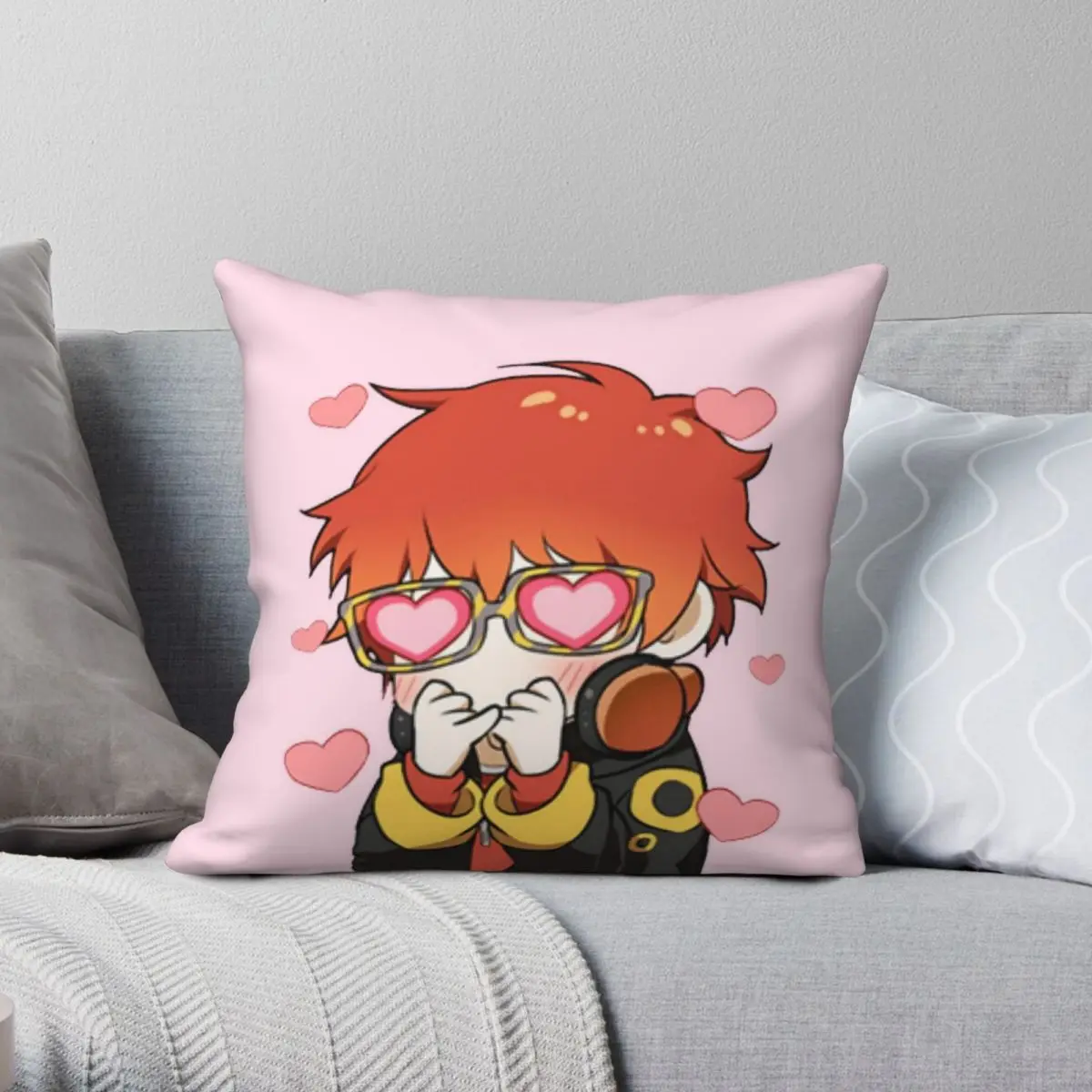 

Mystic Messenger 707 Emoticon Larger Design Square Pillowcase Polyester Linen Velvet Zip Decor Pillow Case Car Cushion Cover
