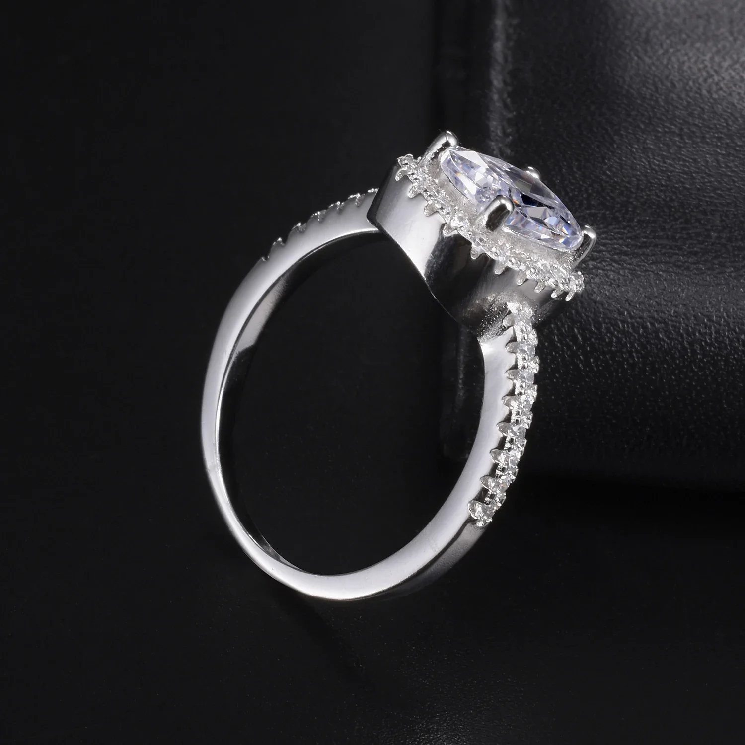 Фото Classics Real 100% 925 Sterling Silver Rings Inlay 3 Carat Cushion cut Simulated Diamond Wedding Rings For Women Wholesale №4
