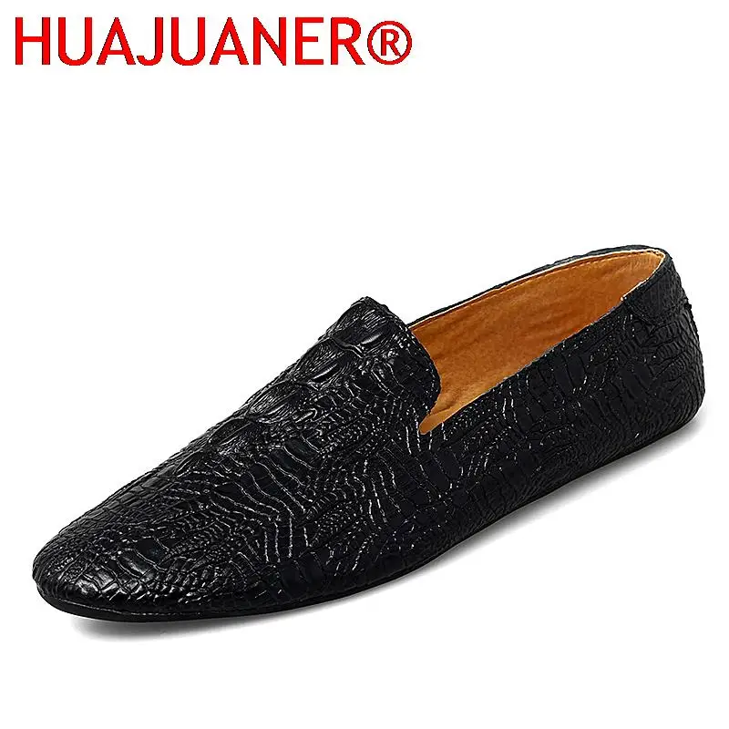 

Mens Shoes Leather Driving Shoes Lightweight Loafers Crocodile Pattern Business Flat Shoes Classic White Formal Shoes Mocasines