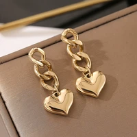 cool style titanium steel love gold color chain earrings womens new design sense fashion net red earrings chain earrings
