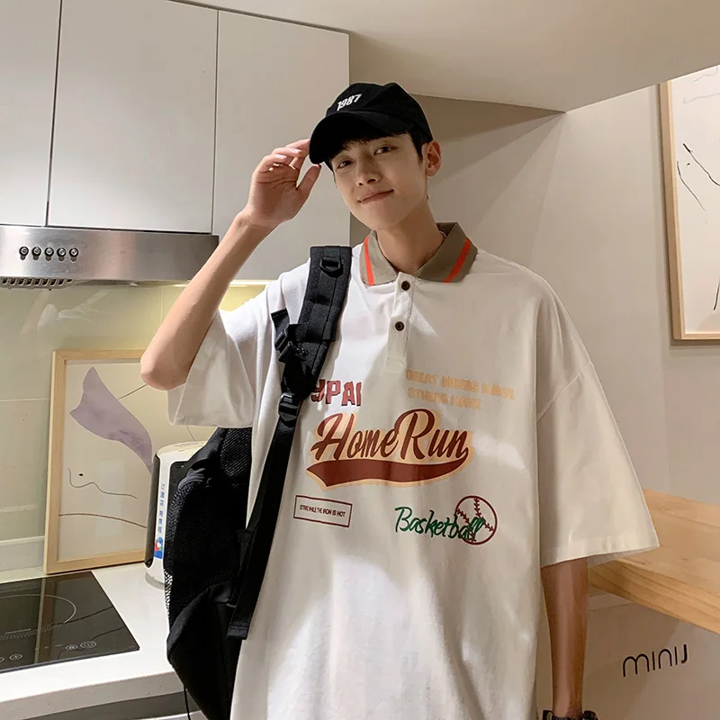 

American Casual Short Sleeve Polo Shirts Mens Summer Fashion Trends Streetwear Tops Teenage Baggy Cotton Tee Male Golf Clothing