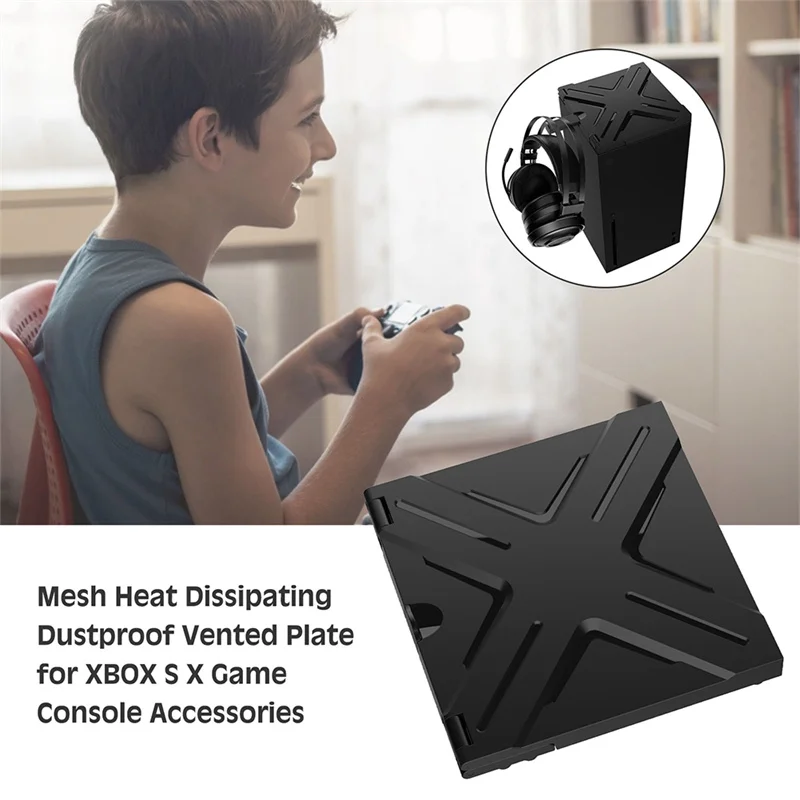

Host Dust Cover For XBOX ONE SERIES X Game Console Multi-function Heat Dissipation Plate Dust-Proof Cover With Earphone Hook