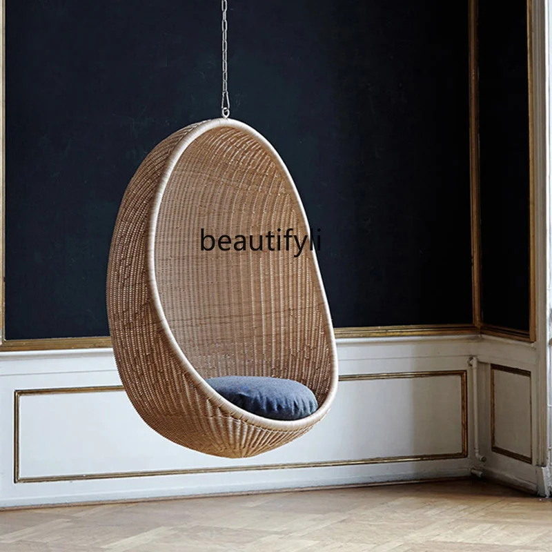 

yj Outdoor Swing Basket Living Room Balcony Leisure Rattan Chair Hanging Basket Outdoor Folk Hotel Glider