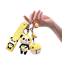 panda charm keychain kawai keychain cute cartoon panda keychain accessories with bell key ring bag charm decoration gift