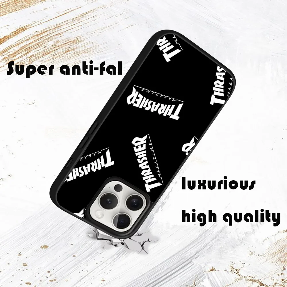 Модный крутой чехол для телефона Thrasher iPhone 16 15 14 13 12 11 Pro Max Plus Mini PC модный зеркальный