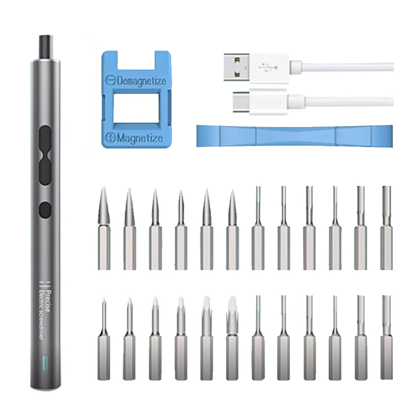 

28 In 1 For Laptop Phone Crowbar With LED Light Cordless Rechargeable Electric Screwdriver Set USB Cable Repair Tool Ergonomic
