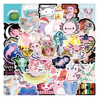 50pcs new cute axolotl sticker waterproof luggage compartment notebook scooter water cup sticker laptop skin animal sticker pack