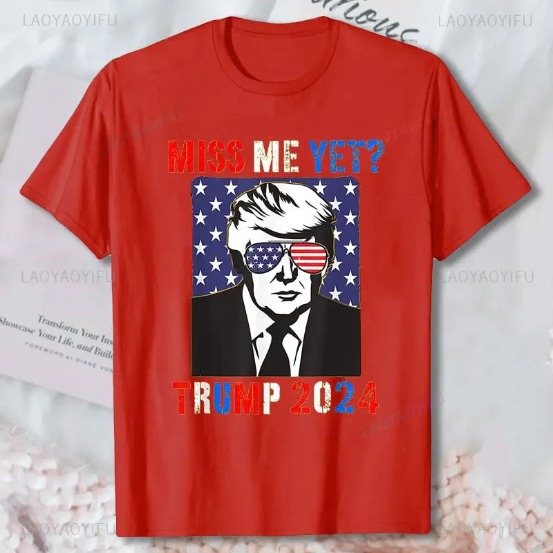 Забавная патриотическая футболка с изображением Трампа мисс меня еще 2024
