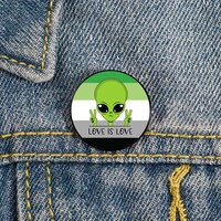 aromantic pride alien love pin custom funny brooches shirt lapel bag cute badge cartoon enamel pins for lover girl friends
