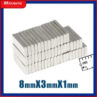 20501002005001000pcs 8x3x1 thin small quadrate magnets n35 831 permanent ndfeb magnet 8x3x1mm strong powerful magnets