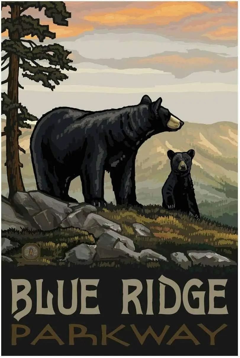 

Металлическая жестяная винтажная вывеска, шикарное художественное украшение, синяя каша, парка, черный медведь, семейство для дома, бара, кафе, фермы, искусство