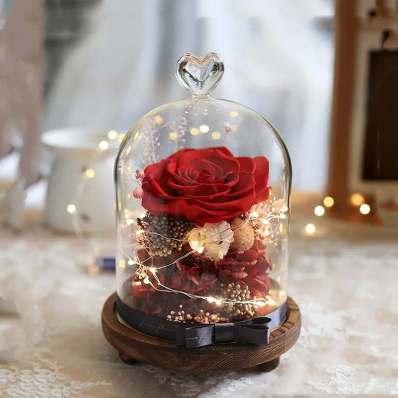 Стеклянная купольная ваза в форме сердца 12 х16 см