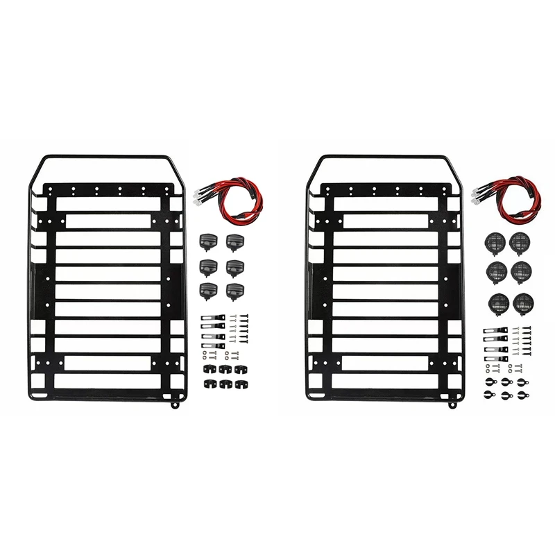 

1/10 RC Car Metal Roof Rack Luggage Carrier With 6 LED Lights For Traxxas Trx4 RC4WD Upgrades Parts
