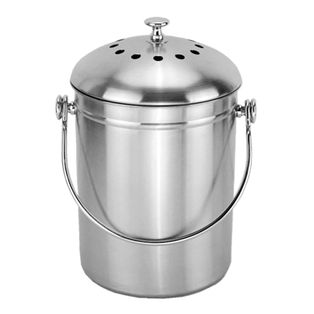 

Recycling Lid Durable Container Bin Compost Bucket Home Stainless Steel Hotel Pericarp