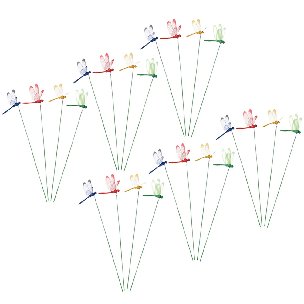 

24pcs Dragonfly Stakes Artificial Dragonfly Stakes Garden Ornaments for Indoor and Outdoor