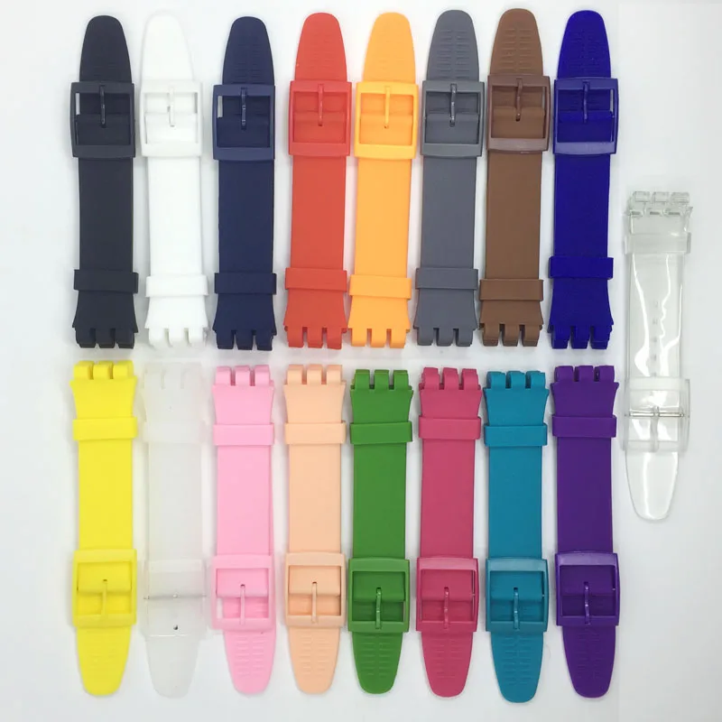 

Black Watchband for Swatch Strap Buckle For SWATCH Silicone Watch band 17mm 19mm 20mm Rubber Strap 16MM Watch accessories