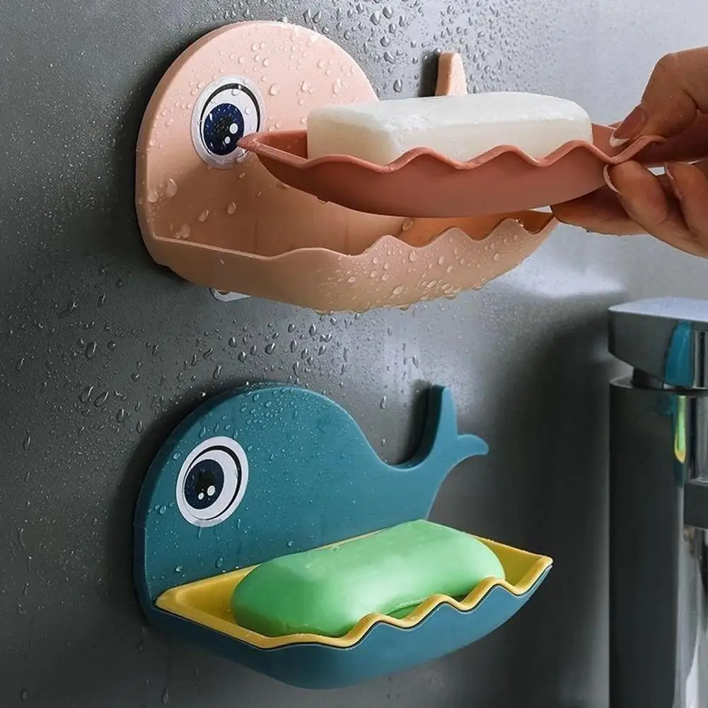 

Whale Shape Soap Box Drain Soap Holder Bathroom Accessories Wall Mounted Soap Dish Tray Soap Dish For Bathroom Soap Contain E8L6