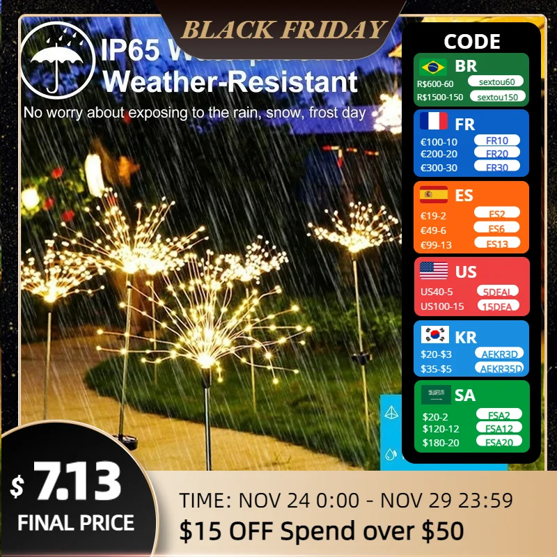 

Солнечные фейерверки, садовые украшения, солнечные Волшебные водонепроницаемые Одуванчики, пейзаж, рождественское уличное украшение, свет...