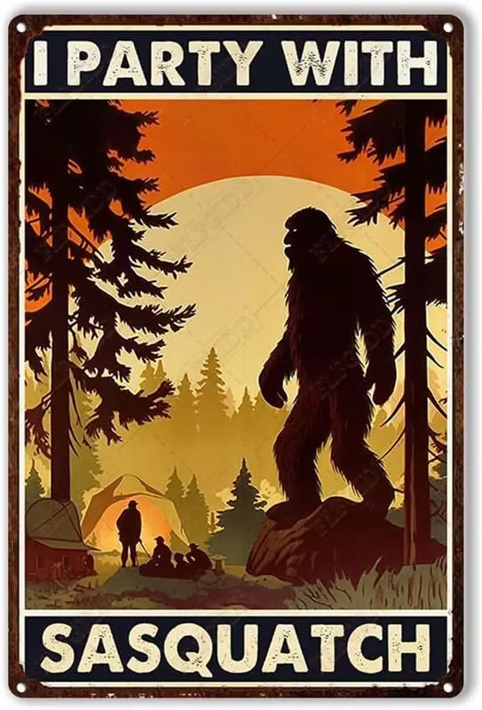 Tn Plque Cmpng nd Bgfoot Prty с Ssqutch для декора спальни Lvng Room 8x12nch-Tn Sgn