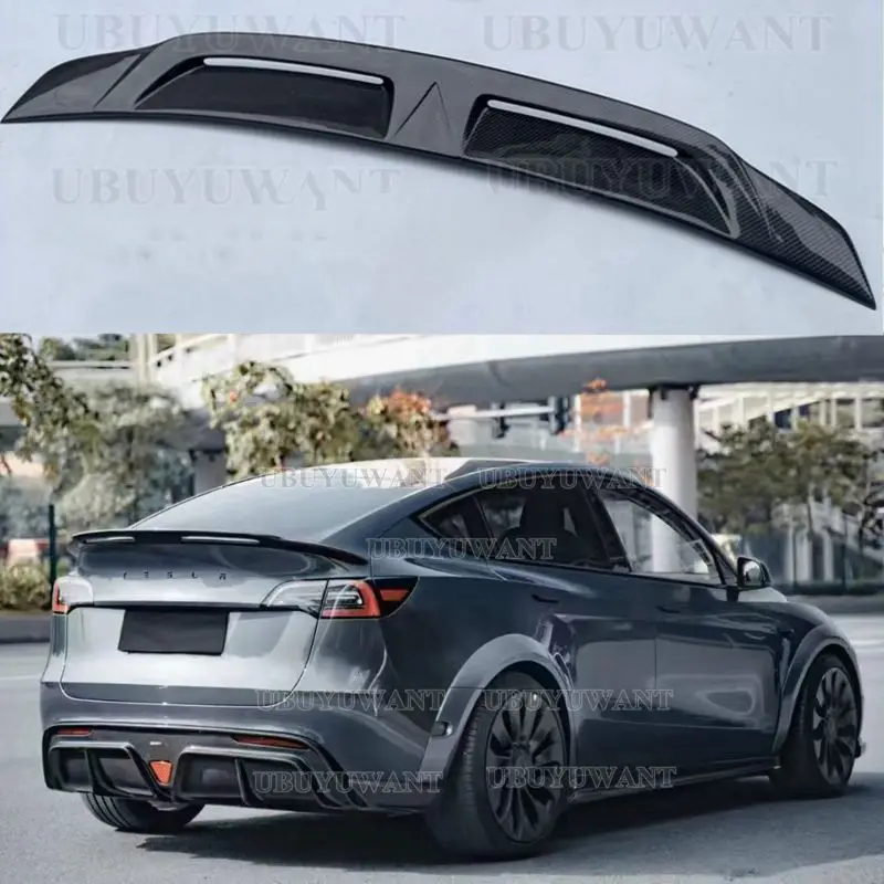 

Для Tesla модель Y Задняя Крышка багажника спойлер крыло реальный глянцевый черный Автомобильный задний откидной клапан отделка откидной крышки сплиттер губа кузов комплект