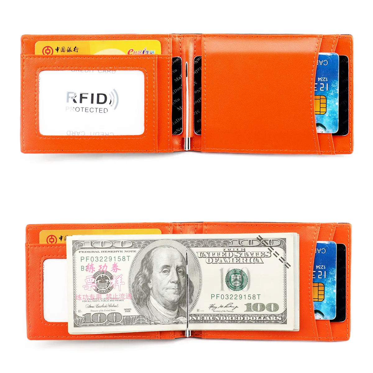 

Кошелек мужской из натуральной кожи с зажимом для денег и RFID-защитой