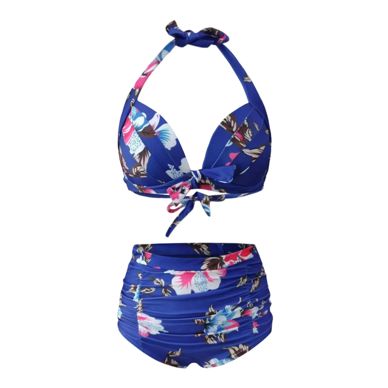

Swimsuit for Women Two Piece Short Retro Polka Dot Halter High Waist Bikini Set Two Sunflower Bathing Suits for Women