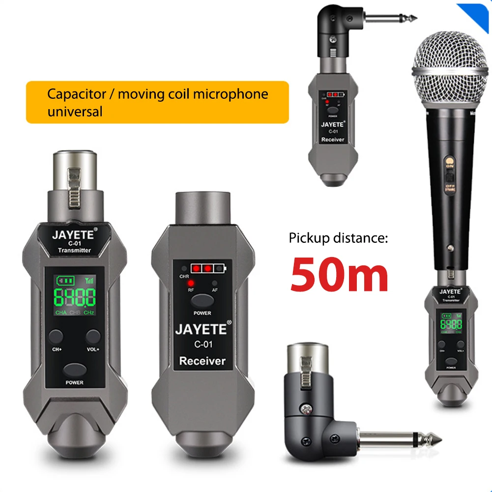 

Microphone Wireless System Mic HD Display Wireless Transmitter Receiver Audio Transmission Systems for Mixers Recorders Speakers