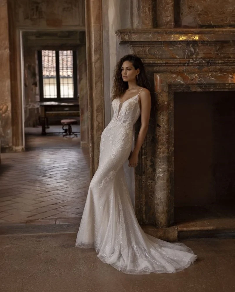 Женское свадебное платье с юбкой-годе роскошное белое невесты 2024