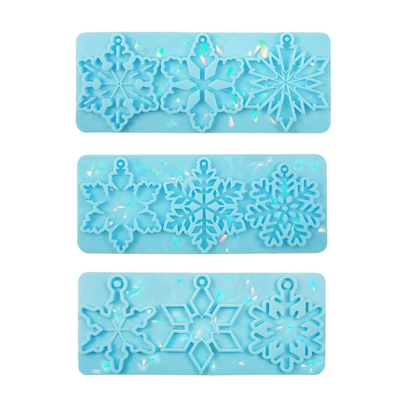 

41QC Christmas Ornament Resin Mold Snowflake Keychain Silicone Mold Keyring Pendant Mold Christmas Tree Decoration Molds