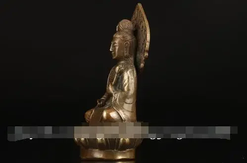 Азиатская винтажная коллекция старая статуя сакральной латуни ручной работы Kuan