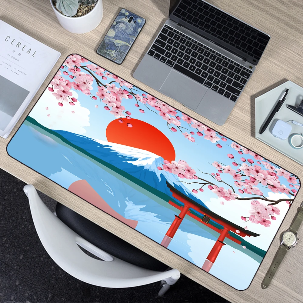 

Sakura Fujiyama Large Desk Pad Computer Laptop XI Mouse Pad Gamer Desktop Accessories Office Minimalist Art Background Mouse Pad