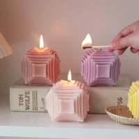 1 pc handmade diy home decoration aromatherapy candle multilayer rubiks cube candle valentines day gift soy wax candle