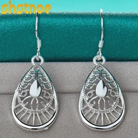 925 sterling silver hollow water drop pattern drop earrings for women party engagement wedding valentines gift fashion jewelry