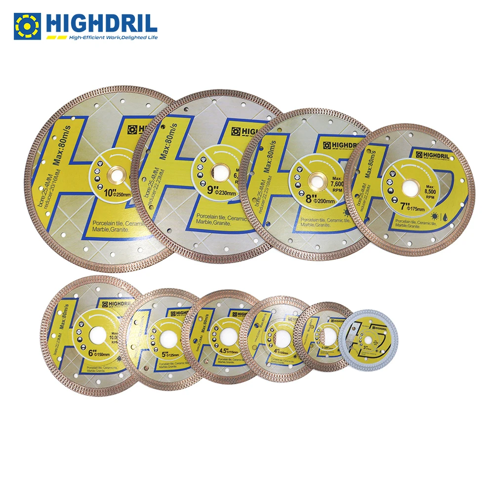 HIGHDRIL 1pc Diamond Saw Blades Dry For Porcelain Ceramic Tile Granite Marble Grit60 Cutting Disc Turbo Wheels