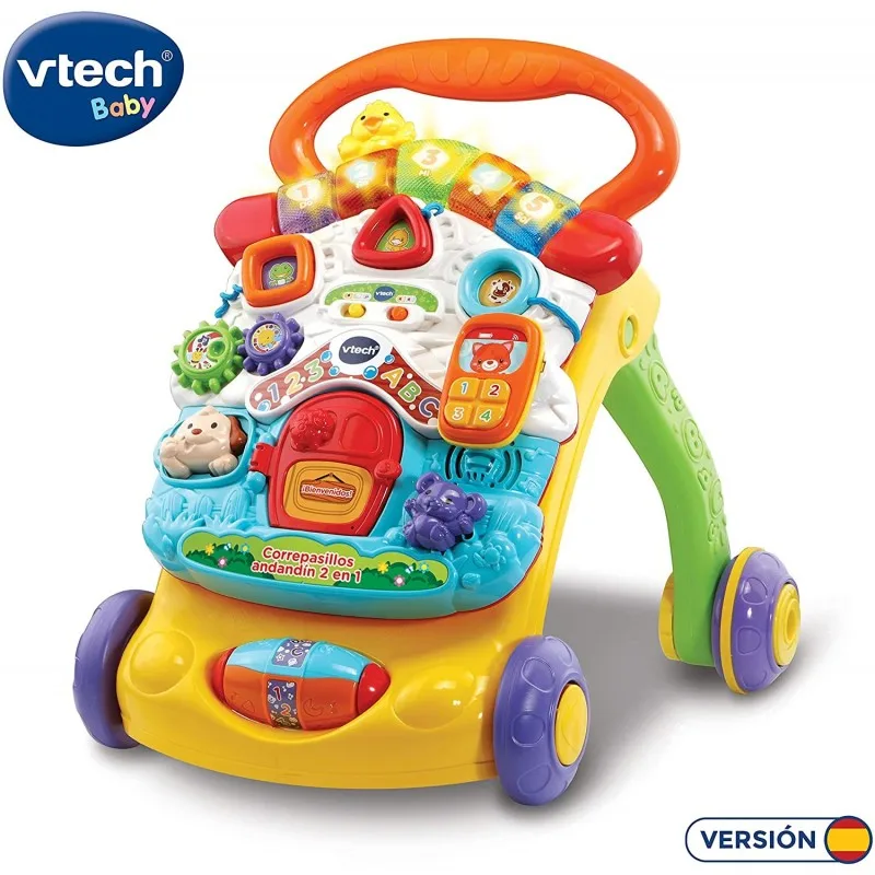 VTech-Прогулочные дорожки 2-в-1, улучшенный дизайн, складные интерактивные детские ходунки и регулятор скорости (80-505622)