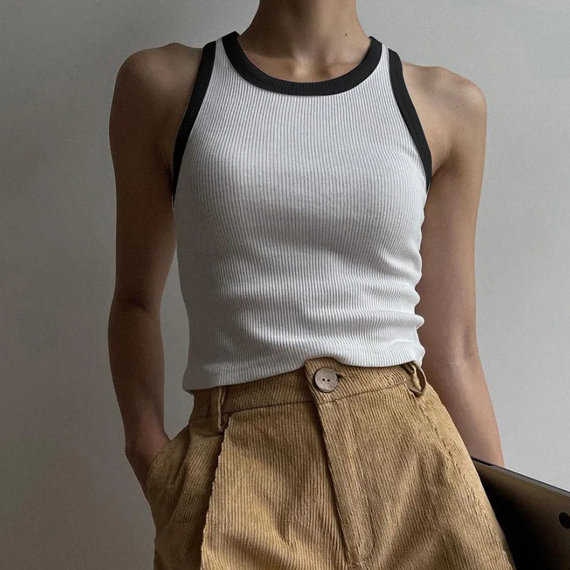 

Женская элегантная летняя майка Mandylandy, модная женская рубашка Y2K без рукавов с круглым вырезом, облегающий корсет, футболка, уличная одежда