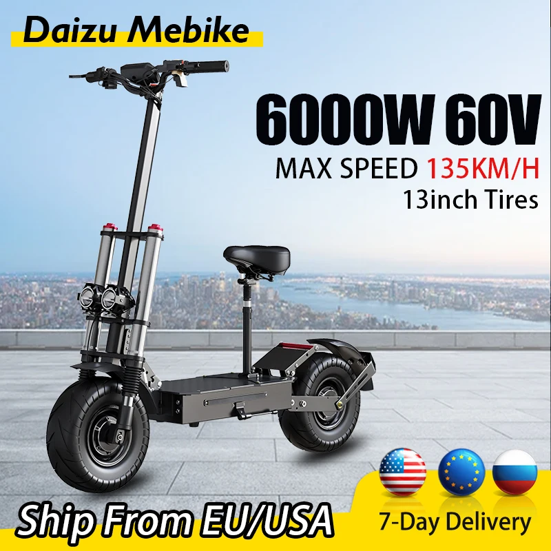 

Max Speed 100 KM/H Adult Electric Scooter 6000W Motor 13 Inch Fat Tire Electric Scooters Dual Motor Electric Scooter Adults