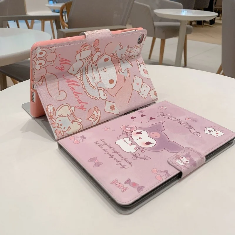 

Hello Kitty Kuromi Case for IPad Air3 2021/20/19 Cartoon Shockproof Protection Leather Cover for IPad Pro Mini1/2/3 10.2in 9.7in