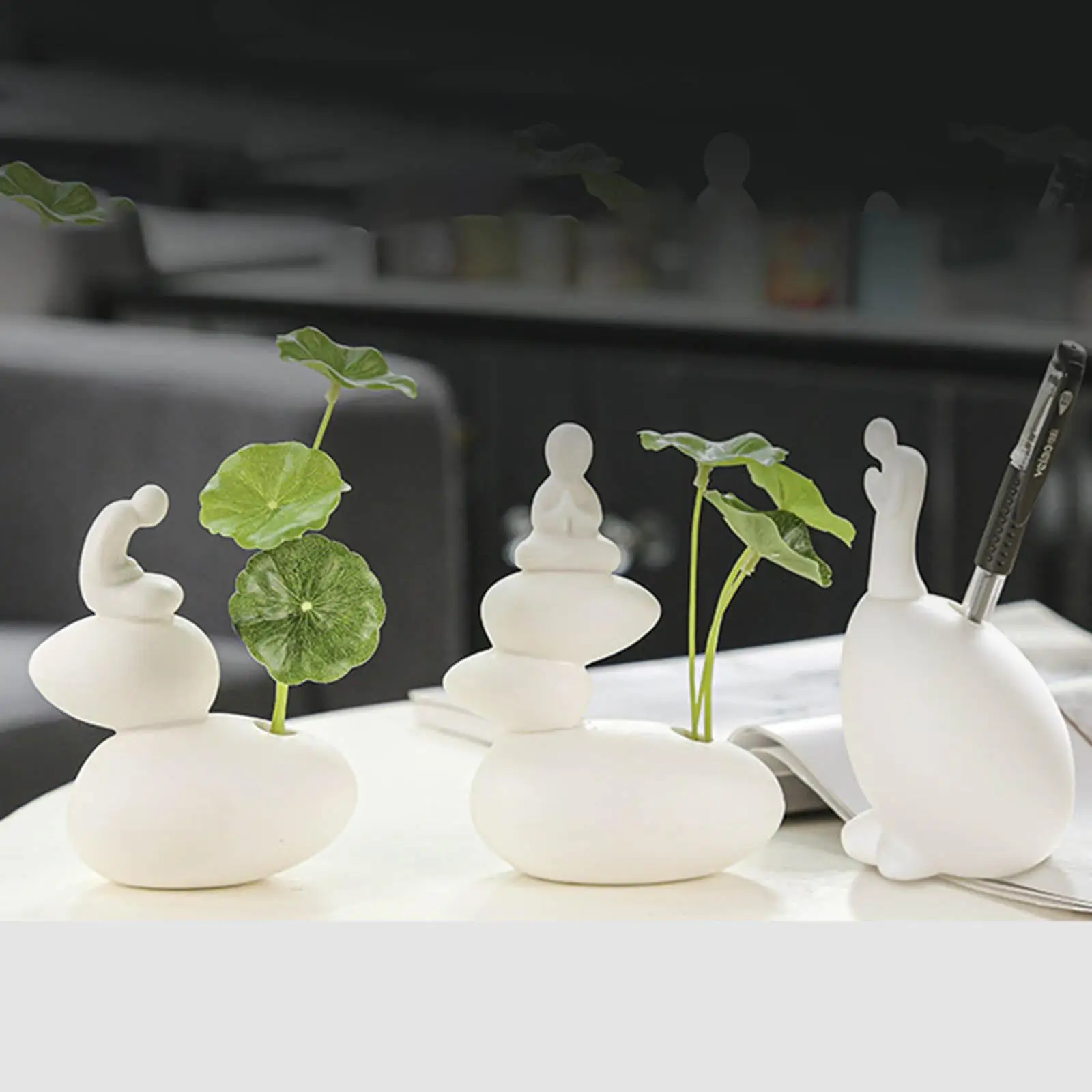 Ceramic Buddha Statue Hydroponic Desktop Flower Arrangement | Statues & Sculptures